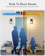 VIANIS 2 Pack Dusk to Dawn Sensor Outdoor Wall Lighting, Anti-Rust, Black - Image 2