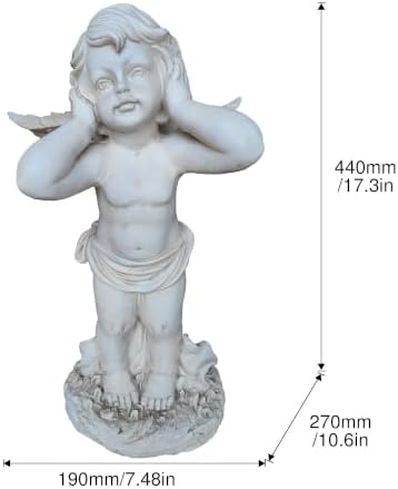 17.3" Winged Angel Statue Religious Outdoor Garden Porch Lawn White - Image 2