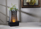 GOSSI Tabletop Water Fountain with LED Lights, Indoor Waterfall Fountain for Home Office Bedroom Decor, Includes Plastic Pots for Plant Growing, Relaxation Desk Accessory (24285) - Image 3