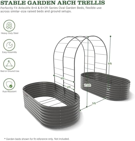 Anleolife 4x6FT Heavy Duty Double-Arch Garden Trellis for Climbing Plants - Image 3