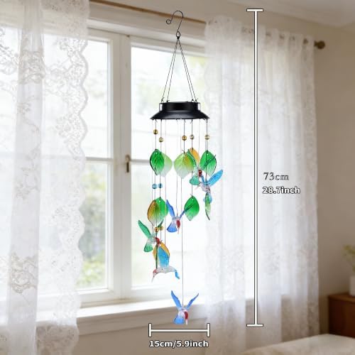 Solar Hummingbird Wind Chime Outdoor 29 Inch - Image 3