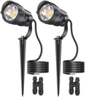 HIBOITEC 12W 2900K COB LED Low Voltage Landscape Spotlights, 36° True Spot Light Beam, ETL Listed, Outdoor Waterproof Wired Tree Uplights for Yard, Garden, House, Driveway, 2 Packs with Connectors by HIBOITEC