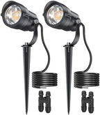 HIBOITEC 12W 2900K COB LED Low Voltage Landscape Spotlights, 36° True Spot Light Beam, ETL Listed, Outdoor Waterproof Wired Tree Uplights for Yard, Garden, House, Driveway, 2 Packs with Connectors by HIBOITEC