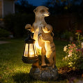 Meerkat Mother & Baby Solar Lantern Garden Statue Outdoor Decor Figurine by Juliahestia