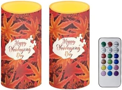 Camo Maple Leaves Battery Operated Flameless Candles with Color Changing Timer Remote Control LED Candles Flickering Dining Table Lights for Indoor Outdoor Home Decorations by Merkmak