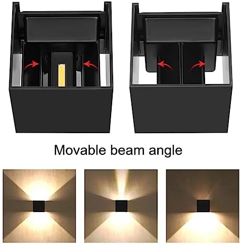 4 Pack LED Outdoor Sconces Wall Lights 20W Exterior/Interior Up and Down Lights IP65 Waterproof Modern Outdoor Lighting Fixtures Square Aluminum Wall Mount Light Black 3000K Warm Lights - Image 7