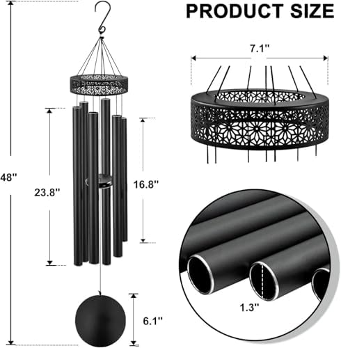 Wind Chimes for Outside Deep Tone Large with 6 Heavy Tubes, Memorial Outdoor for Outdoor, Garden(Bronze) - Image 2