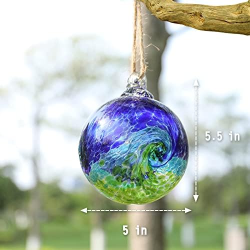 VCUTEKA Hanging Garden Gazing Ball, Glass Witch Ball for Outdoor Decor, 6" - Image 4
