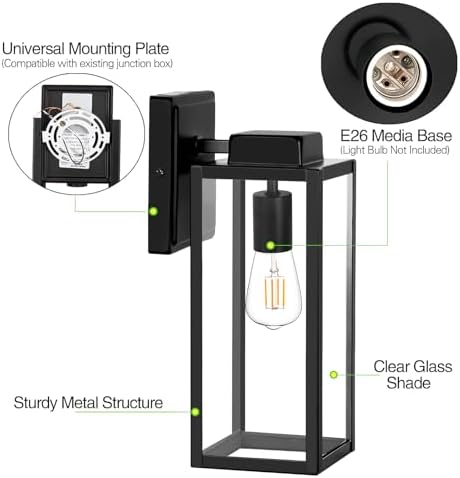 hykolity Large Size Outdoor Wall Lights,16 Inch Wall Lantern - Image 2