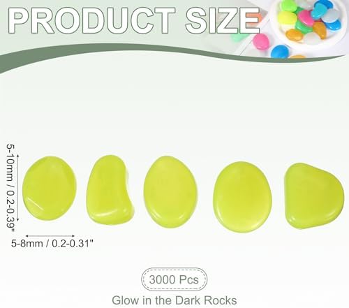 Glow in the Dark Stones Luminous Pebbles Light Up 3000Pcs Yellow - Image 2