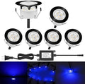 Low Voltage LED Deck Lighting Kit Stainless Steel 1W Waterproof Outdoor Yard Garden Decoration Lamps Landscape Pathway Patio Step Stairs LED In-ground Lights Black Border(6pcs,Blue) by QACALEDOutdoorRecessedDeckLightingKits
