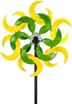 87" Wind Spinner Outdoor with Solar Light, Large Metal Wind Sculptures Spinners, Windmill for Garden Yard Patio Lawn Decor-Verdant Moon (23" W x 87" H) by CyanOasis
