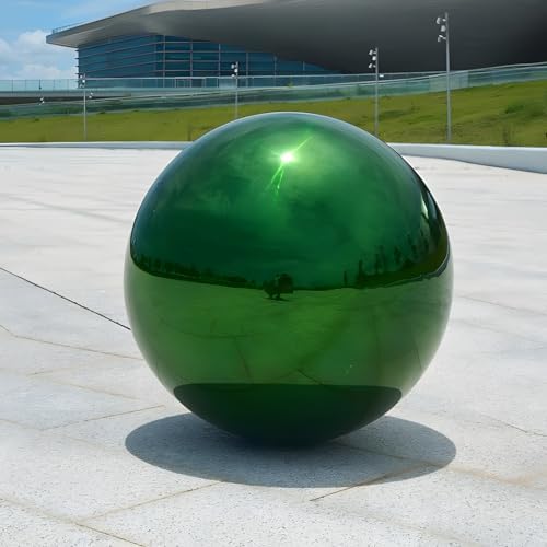 Stainless Steel Gazing Globe Mirror Ball, Decorative Gazing Balls for Garden, Reflective Smooth Garden Ball Sphere for Outdoor Yard Decoration (Green, Dia: 8 inch) by KOIUGAYK