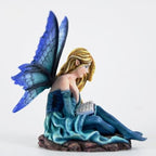 Fantasy Reading Fairy Figurine - Blue Gradient Wings Elf Statue with Book, Cozy Resin Decor for Desk, Study & Fairy Garden (15.5cm) - Image 4