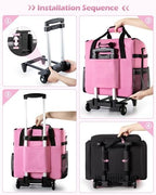 Marscamd Large Rolling Cleaning Caddy Bag with Detachable Trolley, Pink - Image 3