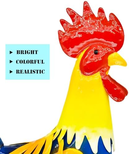 MACLARONX Metal Rooster Yard Art Outdoor Garden Decor Roosters Chicken Statue Decorations for Kitchen Home Lawn Patio, Multicolor - Image 5