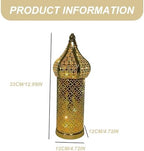 Moroccan Lantern Hollow White LED Wind Lamp Wrought Iron Decorative Ramadan Lantern for Hanging or Table Home, No Battery - Image 2