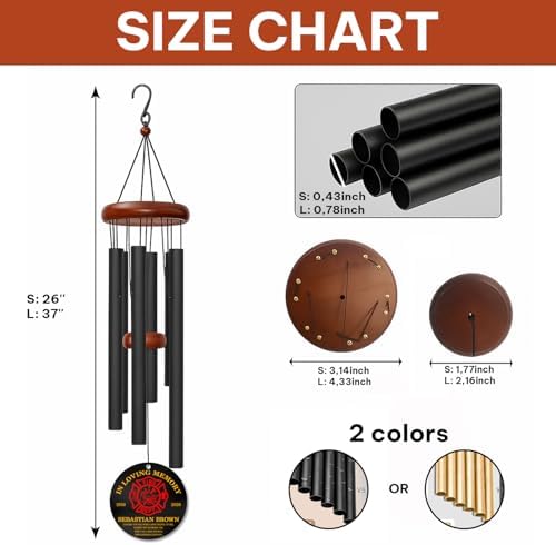 Personalized Firefighter Memorial Wind Chime – Custom Name & Years in Loving Memory Tribute – Remembrance Windchime for Fallen Firefighters – Gift for Firefighter Families & First Responders - Image 7