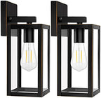 2-Pack Outdoor Lights for House, Waterproof Bronze Exterior Light Fixtures with Clear Glass, Anti-Rust Outside Wall Lanterns Sconces, Front Porch Lights for Garage Doorway, Bulbs Not Included by Brightever