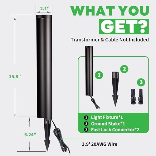 Low Voltage Pathway Lights, LED Landscape Path Lights, Outdoor Waterproof IP65, Wired Black Aluminum, 5W 200LM for Walkway Sidewalk 4 Pack - Image 6