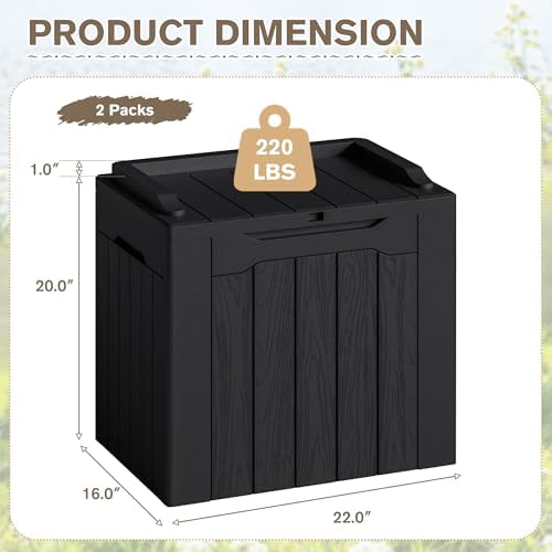 JUMMICO 31 Gallon Resin Deck Box Waterproof Outdoor Storage Boxes 2 Pack - Image 6
