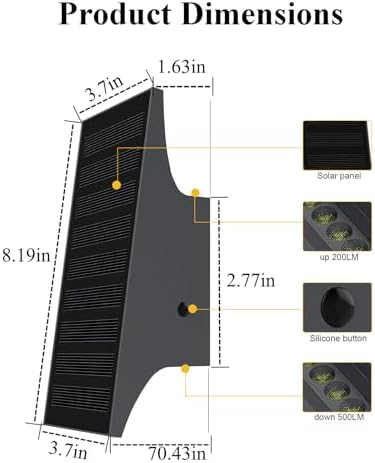 SOTTLOT Solar Lights Outdoor Up and Down, 2pack Solar Wall Lights Outdoor - Image 3