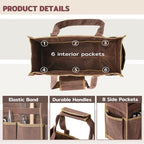 Tool Bag, Heavy Duty 16oz Waxed Canvas Water-Resistant Tool Pouches, Tool Tote with Handle for Tools, Wrenches, Screwdrivers (16.5 X 7 X 12 inch) | Brown - Image 3