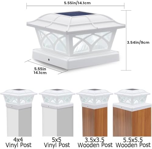 SIEDiNLAR Solar Post Cap Lights Outdoor Glass 2 Color Modes White (10 Pack) - Image 2