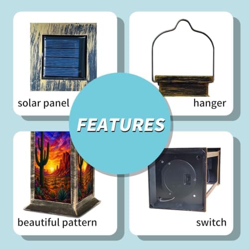 Stained Glass Cactus Art Solar Lanterns Outdoor Waterproof - Image 4