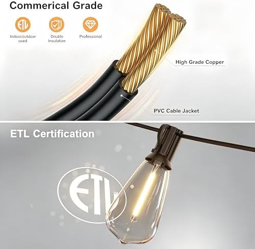 Outdoor String Lights 50FT 26 LED, Waterproof Dimmable Patio Lights - Image 5