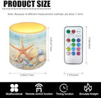 4 Pcs Coastal Flameless Candles Bulk with Remote Battery Operated Pillar Candles with Timer Painting Starfish Shell LED Tea Lights for Beach Theme Home Bathroom Bedroom Decorations - Image 3