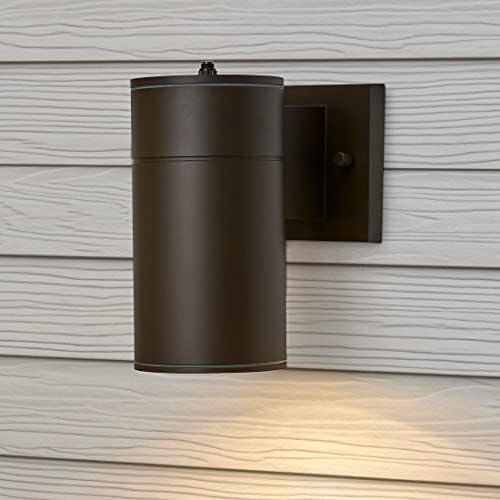 Maxxima Brown Cylinder LED Outdoor Wall Light, 840 Lumens, 3000K, Photocell - Image 5