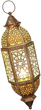 Moroccans Iron Holders Hanging Lamp with Intricate Cutout Design for Romantics Home Decors and Outdoor Use Stand by Unknown