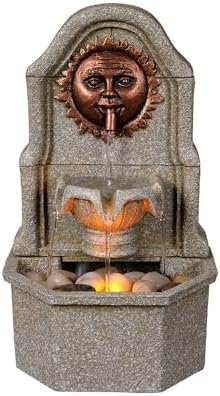 Tabletop Fountain Waterfall Sun Desktop Fountain Resin Running Water Ornaments Circulating Small Vintage Home Decoration by Unknown