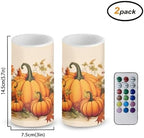 Autumn Pumpkin Print Battery Operated Candles with Timers Flameless Candles with Remote LED Lights for Thanksgiving Day Home Party Banquet Decoration - Image 2