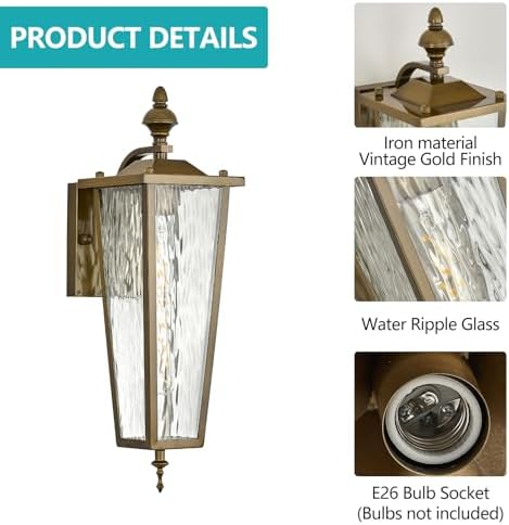 Outdoor Wall Light Fixtures,Vintage Exterior Waterproof Lantern - Image 3
