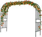 Square Tube Garden Arch Trellis, 10.5FT x 8.2FT Metal Arbor, Outdoor Trellis for Climbing Plants, Black by CaroTex