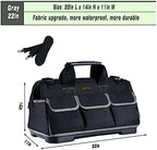 FASTECH 22-inch Wide Mouth Tool Bag with Water Proof Molded Base, Waterproof Tool Organizer Bag for Men with Adjustable Shoulder Strap (Grey-22INCH) - Image 2