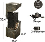 Water Fountain Outdoor Garden 35.4" H Modern Outdoor Fountains and Waterfalls with Lights Flooring Standing Indoor Water Fountains for Garden, Patio, Deck, Backyard, Porch and Home Art Decor - Image 6