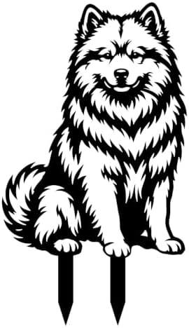 Dog Metal Garden Stake - Weatherproof Dog Silhouette Yard Art, Decorative Outdoor Sign for Lawn & Patio, Heartfelt Gift for Japanese Spitz Lovers(Sit,14") by VORISCAPE