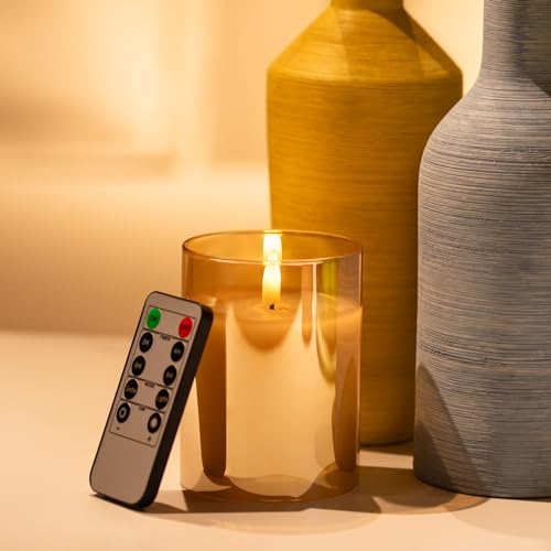 Gold Flameless Candles With Remote LED Battery Operated Pillar Candles Set - Image 5