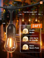 addlon LED Outdoor String Lights 24FT Edison Vintage Weatherproof ETL - Image 5