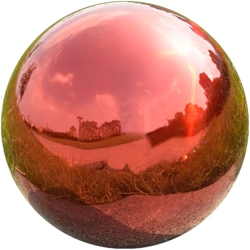 Gazing Ball Garden Mirror Outdoor - 10 Inch Outside Decorative Globe, Red by Nerien