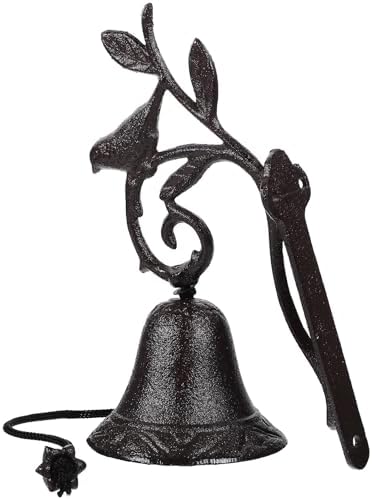 Generic Vintage Cast Iron Garden Door Bell with Hand-Waving Bird Design, Wall Mounted Rustic Outdoor Porch Bell for Home and Yard Decor by Unknown