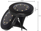 Solar Ground Lights 8 LED Disk Light Solar Powered Outdoor In-Ground Landscape Path Lights for Garden Lawn Yard Patio Driveway Walkway Pool Patio Deck Pathway,6 Pack,Warm White,Black Finish - Image 2