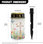 Poceacles Cross Solar Powered Cemetery Solar Candle, Memorial Floral Cross Butterfly, 2 Pack Waterproof Landscape Lights for Yard, Patio, Lawn, Home Decor - Image 6