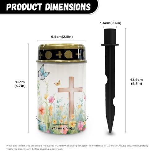 Poceacles Cross Solar Powered Cemetery Solar Candle, Memorial Floral Cross Butterfly, 2 Pack Waterproof Landscape Lights for Yard, Patio, Lawn, Home Decor - Image 6