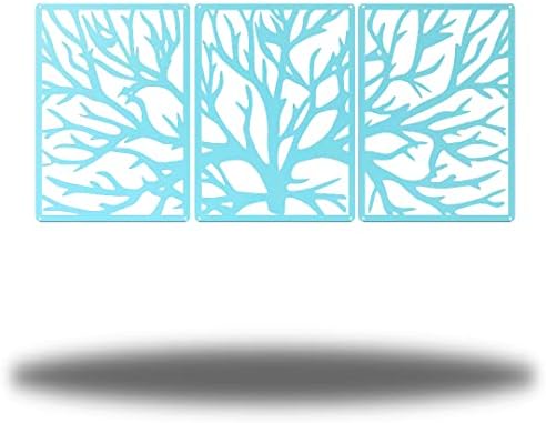 Riverside Designs 3 Panel Tree | Large Metal Art Sectioned Steel Decor | Made In USA | Multiple Sizes and Colors (Sea Foam, 24") by Allyoursteeld%C3%A9corneeds
