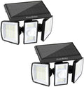 EverBrite 2PK Solar Motion Sensor Lights, 3 Heads, IP65 Waterproof Outdoor by EverBrite