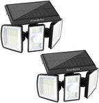 EverBrite 2PK Solar Motion Sensor Lights, 3 Heads, IP65 Waterproof Outdoor by EverBrite